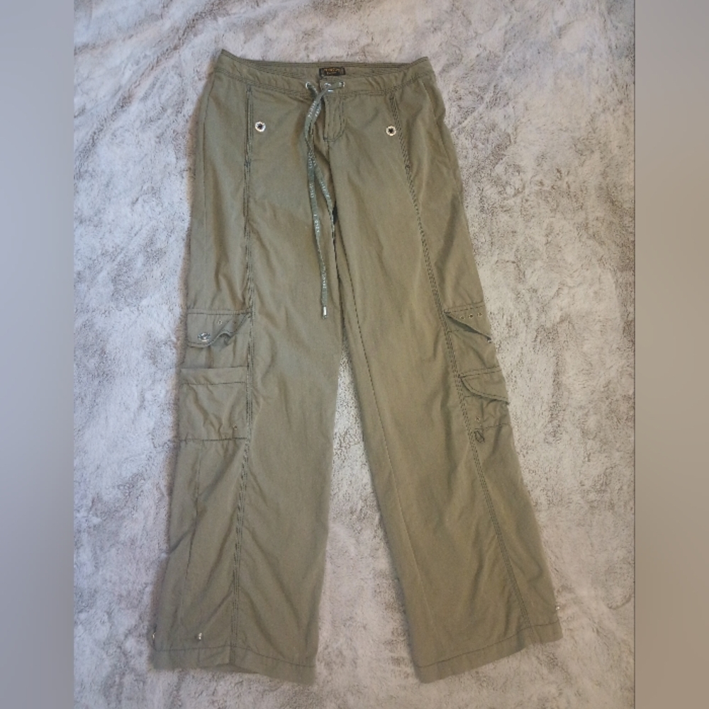Periscope Y2K Low Rise Cargo Pants Size 3 Green Paratrooper Grunge Kim Possible